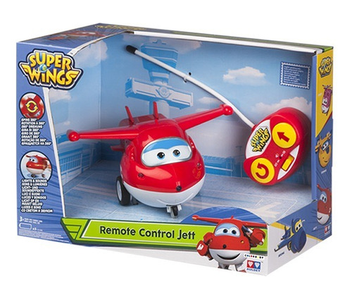 Controle remoto Super Wings Jett com luz e som, avião vermelho