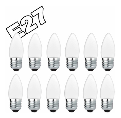 Kit 12 Lampadas Vela Leitosa 40w Soquete E27 220v