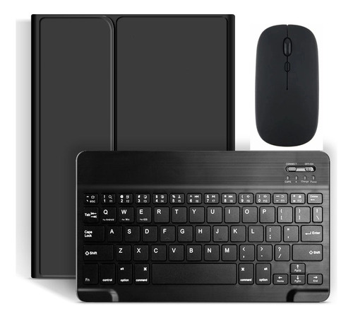 Teclado Sem Fio, Mouse Recarregável E Tampa Para iPad Air5/4 Cor Preto + Preto Teclado + Preto Carregamento Bluetooth Mouse