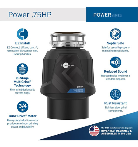 Insinkerator Power .75hp, Triturador De Basura De 3/4 Hp, Po