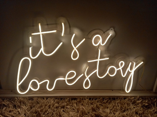 Placa / Painel Neon Its´a Love Story 95 X 58 Cm
