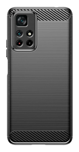 Funda Para Xiaomi Poco M4 Pro 5g Fibra De Carbono + Glass 9d