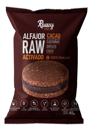 Alfajor Raw Activado De Cacao ,sin Gluten Y Veganos.