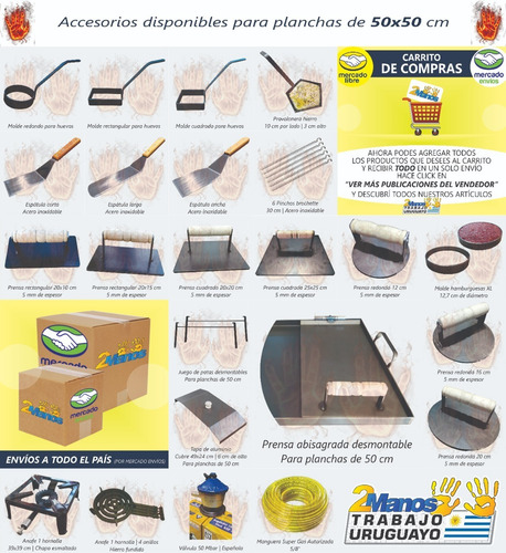 Imagen 3 de 10 de Plancha Chivitera 50x50 3,2 Mm Chapa Laminada 4 Hornallas