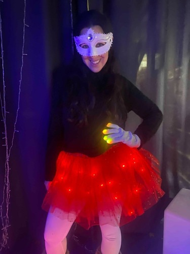 Imagen 4 de 4 de Pollera Tutu Luminosa Led Cotillon Princesa Disfraz Colores