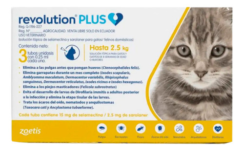 Revolution Plus 3un Amarillo Felinos Hasta 2.5kg