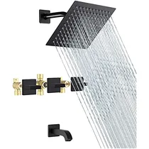 Comprar Juego De Grifo Y Ducha De Bañera De 3 Manijas Negro Ma...