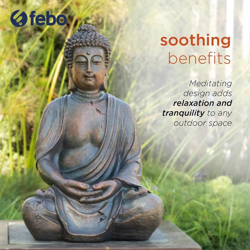 Buda Tibetano Grande Estatua Jardin 55 X 30 X 35 Cm Febo