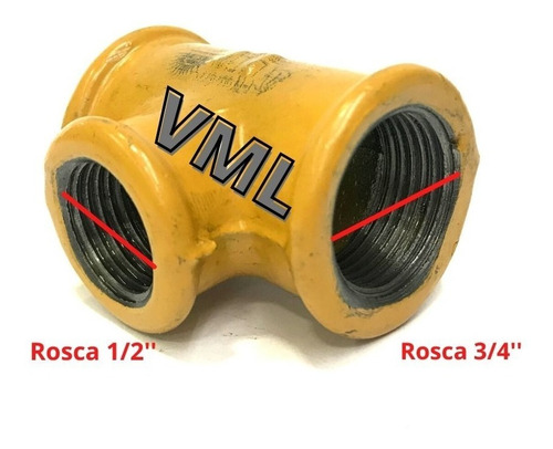 Union Tee Reduccion Epoxi Gas Hembra 3/4 X 1/2 Latyn Aprobad