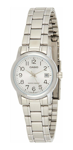 Reloj Mujer Casio Ltp-v002d-7 Cuarzo Pulso Plateado En Acero