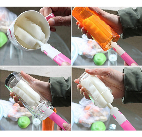 3 Esponja Cepillo Limpieza Mango Desmontable Vasos Cocina F