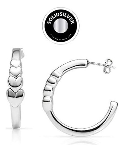 Solidsilver - Pendientes De Aro Con Corazón Pulido En Plata