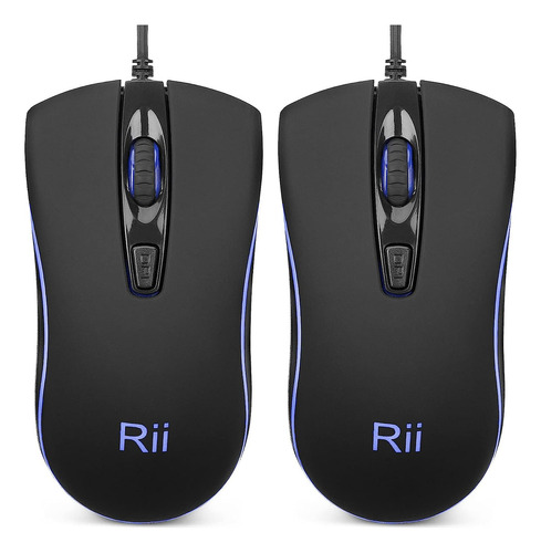 2 Mouse Con Cable Gamer Para Pc | Rii / Ergonomico / Negro