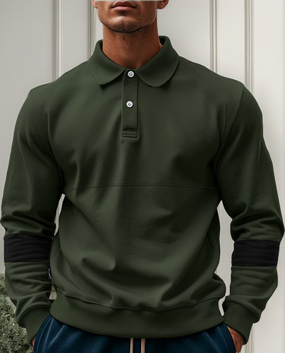 Sudadera Holgada Con Solapas Y Botones Para Hombre