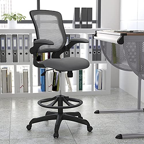 Mobiliario Flash Silla De Dibujo Ergonómica De Malla Gris Os