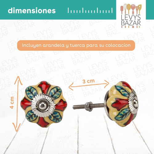 Imagen 7 de 7 de 6 Tiradores Tirador De Cerámica Manija Cajones Muebles Cajon