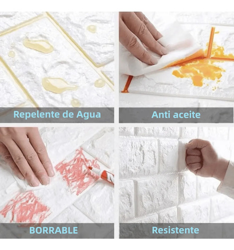 Patrón De Ladrillo Pegatina De Pared 3d Textura Papel 10 Piezas Color Blanco