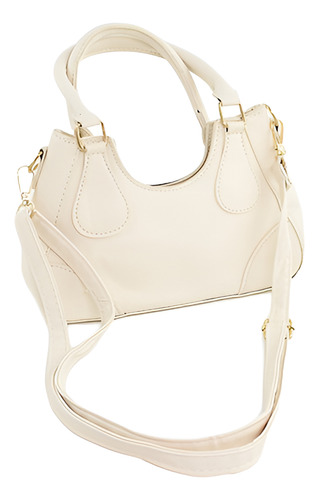 Cartera De Mano Con Cierre Y Correa Extraible Tendencia Beige Lisa Dorados Beige
