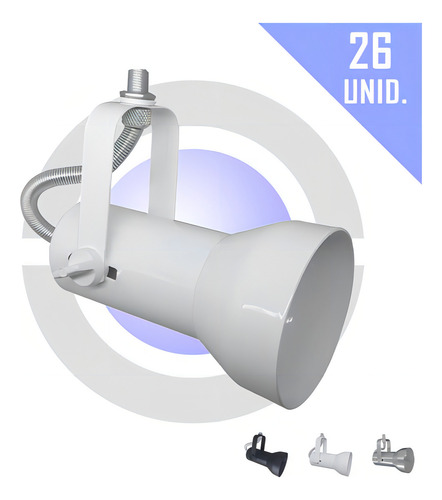 Spot Iluminação P/ Trilho Perfilado Eletrocalha Kit 26 Unid Cor Branco