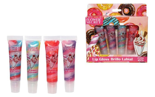 Set 4 Brillos Labiales Para Niñas Y Adolescentes Con Glitter