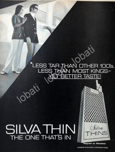 Cartel Publicitario Retro Cigarros Silva Thins 1971