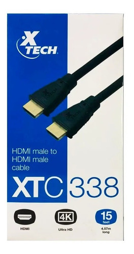 Cable Xtech Hdmi A Hdmi 4.57mts 1080p 30awg Diam 6mm Xtc-338