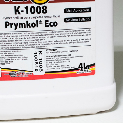 Imagen 4 de 4 de Prymer Acrilico Carpeta Cementicia Kekol Prymkol K1008 4l