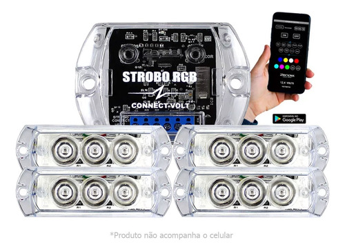 Kit Strobo Bt Automotivo Com Bluetooth 4 Faróis Led 12v