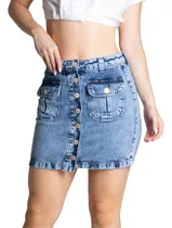 Comprar Saia Jeans Feminina Sawary 100% Algodão Sem Lycra 275902