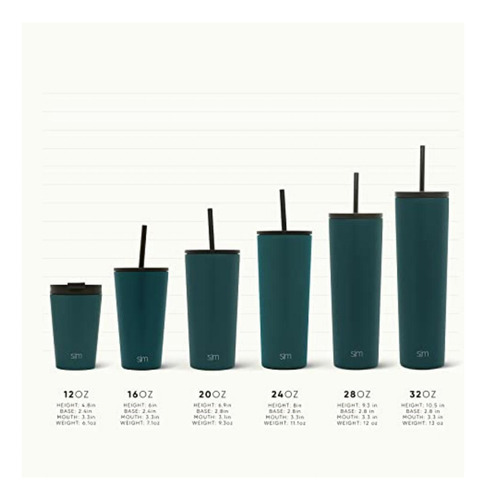 Simple Modern Vaso Aislado Con Tapa De Popote Y Tapa