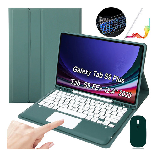 Teclado Mouse Lapiz P/galaxy Tab S9plus/ S9 Fe+ 12.4'' Verde