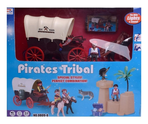 Juego De Piratas Con Carruaje Y Accesorios Tipo Playmobil