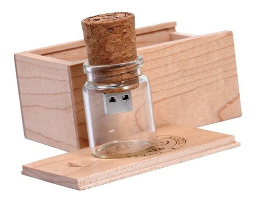 Memoria Botella Corcho Con Caja Usb 8 Gb Personalizable 