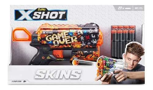 Lançador X-shot Skins Flux Game Over 8 Dardos Candide 5613