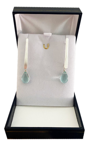 Aros De Plata De Ley Con Cristales Cuarzo Azul
