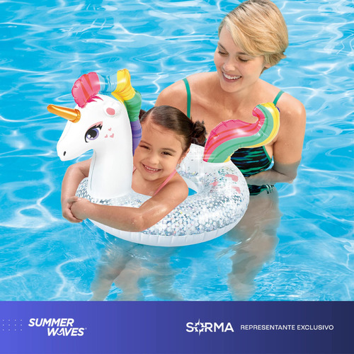 Imagen 3 de 7 de Unicornio Inflable Anillo 80 X 53 X 52 Cm Pileta Glitter