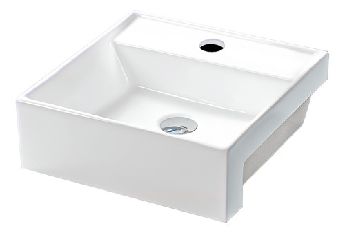 Cuba Louça Banheiro Semi Encaixe Quadrada Porcelana Branca Apoio Lavabo Cor Branco