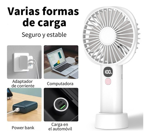 Ventilador De Mano Recargable Portátil Plegable Para Uso