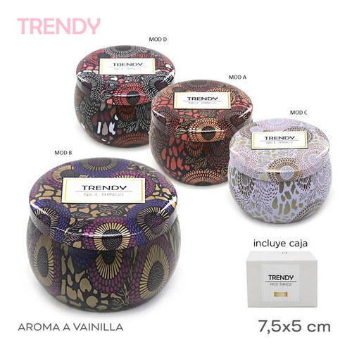 Imagen 2 de 4 de Vela Aromatica Trendy Envase De Lata Diseno Ar1 14477 Ellobo