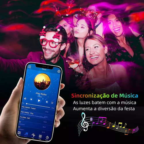15m Fita Led Colorida Rgb Bluetooth App Com Fonte Controle