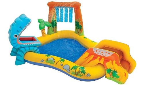 Piscina Inflable Centro De Juegos Dino Amarillo Intex