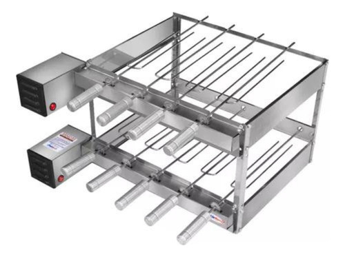 Churrasqueira Grill Duplo Giratória 9 Espetos Motor Bivolt Cor Motor Lado Direito 110v/220v