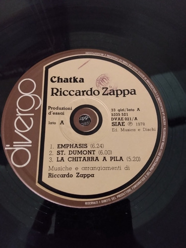Lp Riccardo Zappa Chatka Imp Italia 1978 Jazz Rock (Usado)