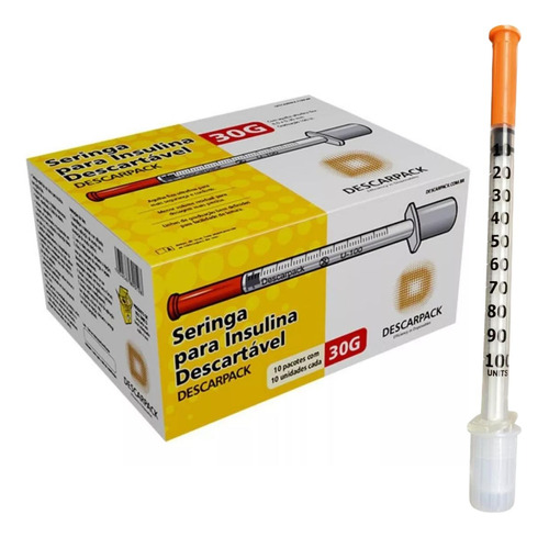 Seringa Insulina Botox 1ml 8,0x0,30mm Ultrafina 100 Unidades