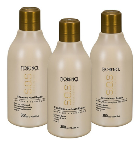Imagem 3 de 3 de Shampoo Condicionador Leave-in Nutrição Brilho Sos Fiorenci