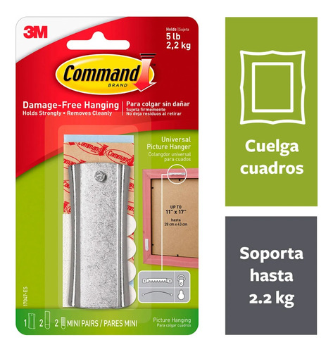 Colgador Cuadro 2.2kg Tiras Estabilizadoras Command 3m