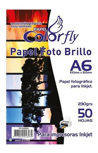 Papel Foto Brilloso Glosy A6 Paquete 50 Hojas 