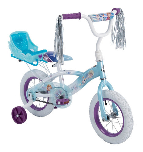 Bicicleta Para Niñas Huffy Frozen Y Trineo Portamuñecas R16 Color Celeste