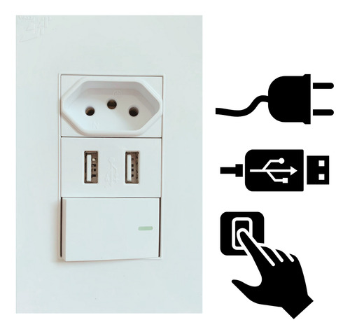 Tomada Parede Dupla Entrada Usb Bivolt Qualidade Tecnologia Cor Modelo 10