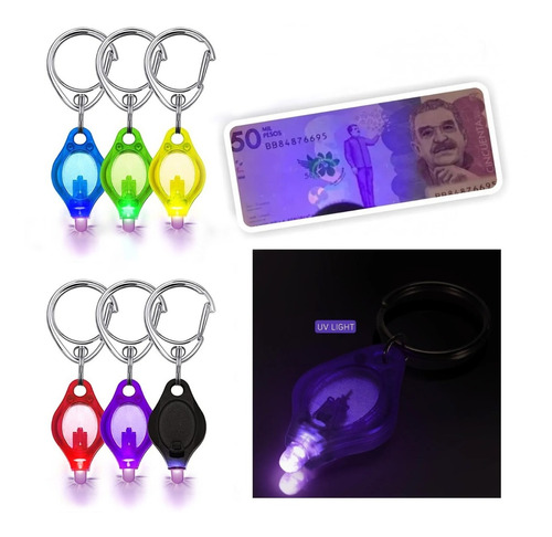  ¡setx6 Llaveros Probador Billetes Ultravioleta Led Uv Led !